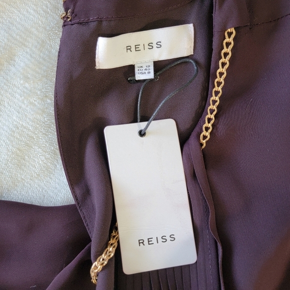 NWT REISS Dress Burgandy Cocktail Dress Daze Chain Detail Party Size 8 - Picture 12 of 16
